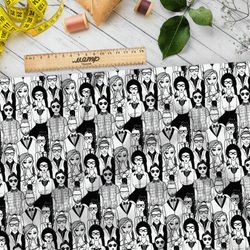 Ткань бязь толпа девушек