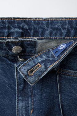 ZARA ДЖИНСЫ WIDE LEG С ДЕКОРАТИВНЫМИ ШВАМИ, СИНИЙ