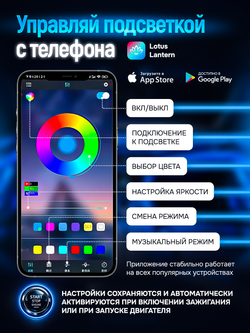 Подсветка в машину неоновая нить лента в салон