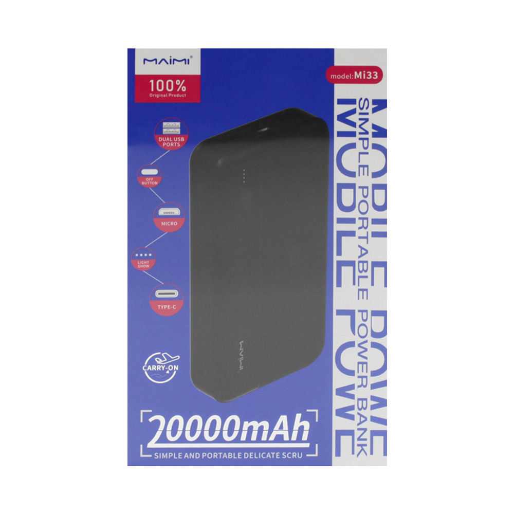 Портативный аккумулятор MAIMI Mi33 20000 mAh (черный)