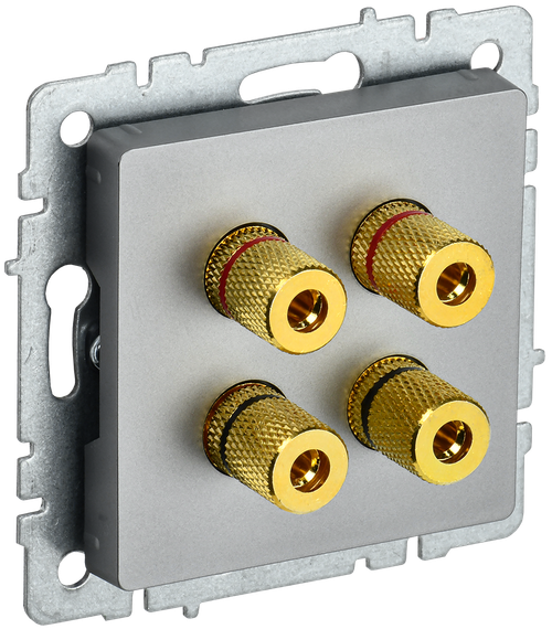 BRITE Аудиорозетка 4-местная РА10-БрС сталь IEK