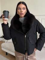 Парка Extra Lux с натуральным мехом черный