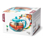 Чайник заварочный стекло,пластик, 1.2 л, с ситечком, Apollo, Societe, SCT-120, голуб