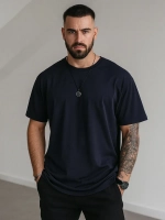 Футболка мужская летняя повседневная однотонная хлопок