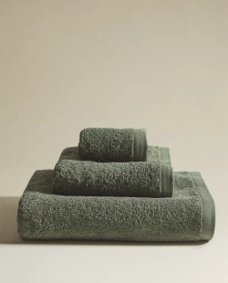 ZARA HOME ОДНОТОННОЕ ПОЛОТЕНЦЕ, ЗЕЛЕНЫЙ