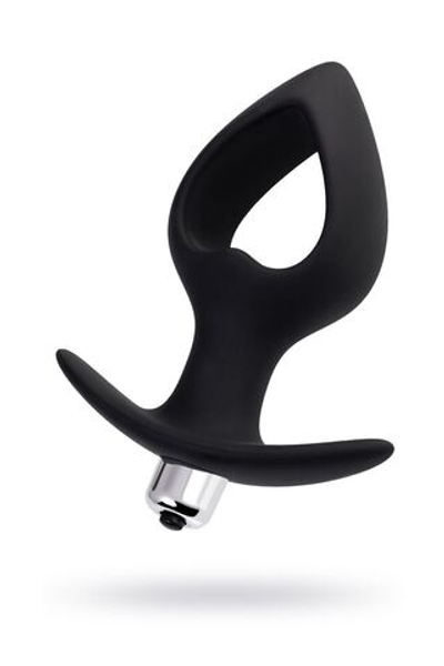 Черная вибровтулка с полой серединой в виде сердечка Cordis M - 14 см. (Цвет: черный)