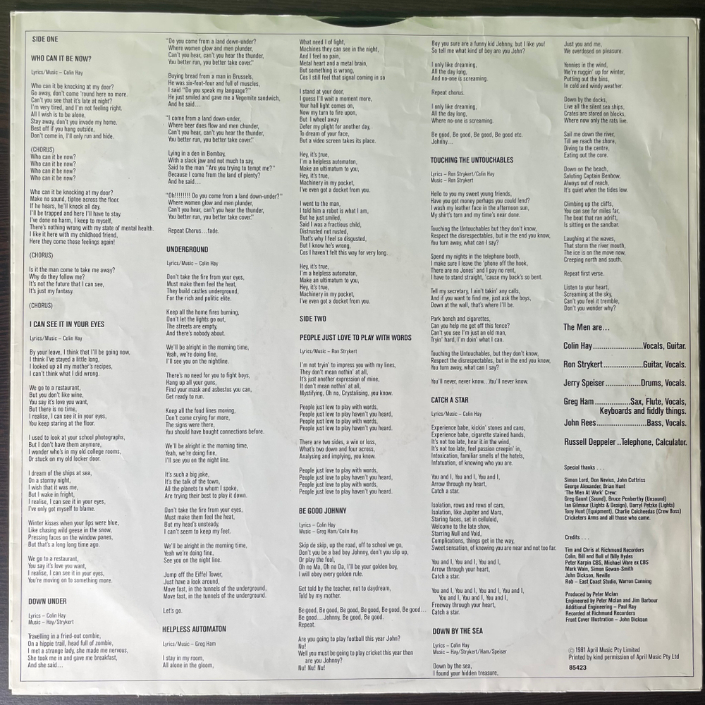 Men At Work - Business As Usual (Голландия 1981г.)