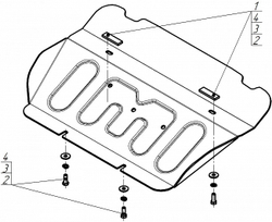 Защита алюминиевая 4 мм радиатора для Changan Hunter Plus с 2023г Motodor.347201