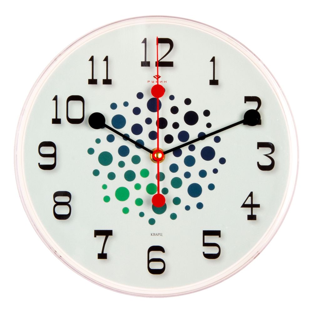 Часы настенные РУБИН  2524-010 круг d=25см, основание белое &quot;Абстрактные круги&quot;