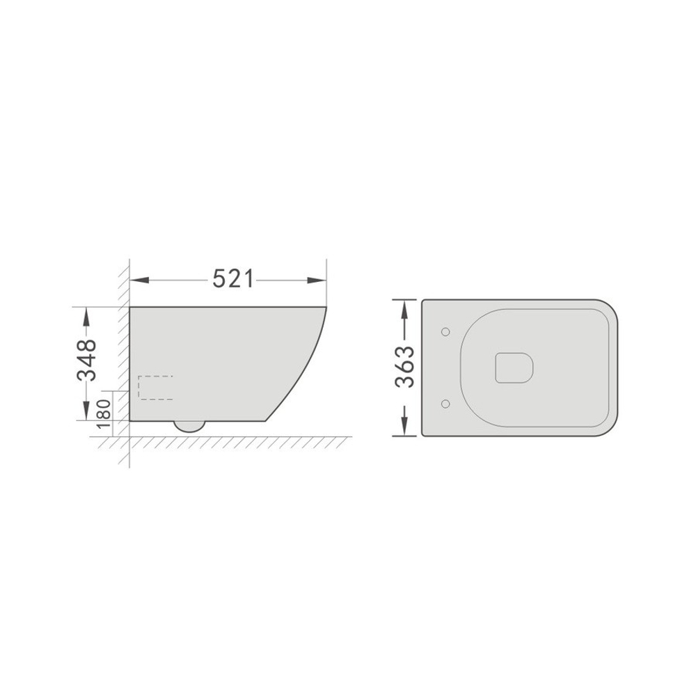 Унитаз подвесной Grossman Thin Rim GR-5603S (520х365х345) тонкий ободок,белый с тонкой крышкой,микролифт,1 место