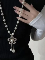 Длинное ожерелье с искусственным жемчугом бусы с подвеской