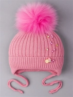 Шапка зимняя вязаная с помпоном для девочки