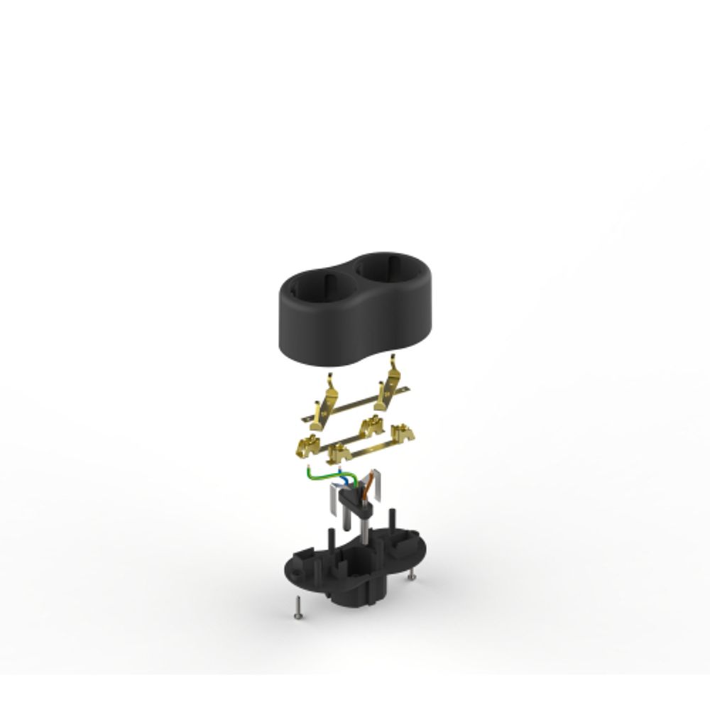 Разветвитель электрический ЭРА SPx-2e-B на 2 розетки с заземлением 16А черный