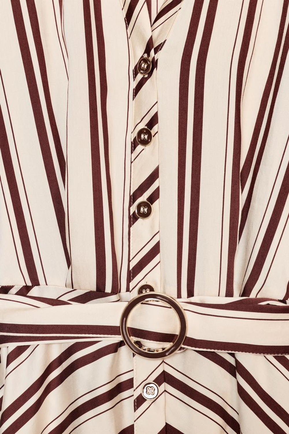 ZARA ПЛАТЬЕ МИДИ В ПОЛОСКУ С РЕМНЕМ, ЭКРЮ/ГРАНАТОВЫЙ