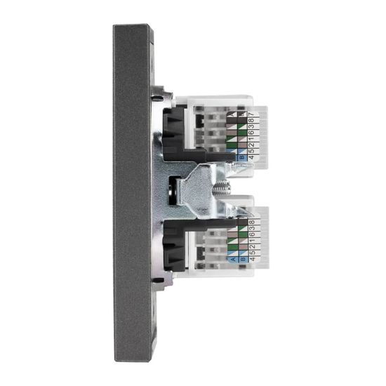 Розетка STRONG компьютерная двойная RJ45+RJ45 кат6 с/у графит KRANZ