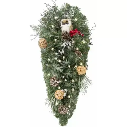 Хвойная капля Тайна леса с декором 50 см., 30 теплых-белых Led ламп, Литая хвоя+ПВХ, ЕлкиТорг (52041)