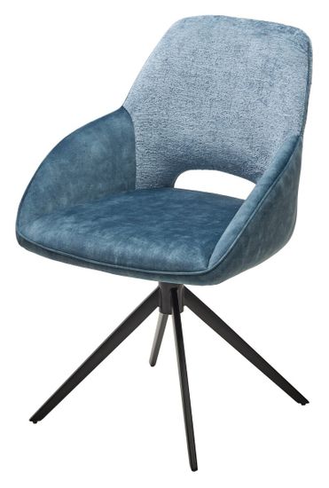 Стул BERRIES 360 град. Синий Loris-37, велюр/ темно-синий 7525-56, велюр/ черный каркас