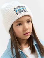 Шапка из смесовой шерсти "Молоко" с принтом