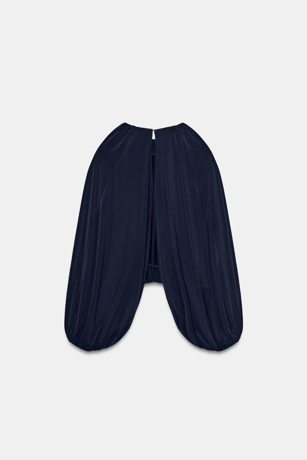 ZARA ТОП С ОБЪЕМНЫМИ РУКАВАМИ И РАЗРЕЗАМИ, СИНИЙ