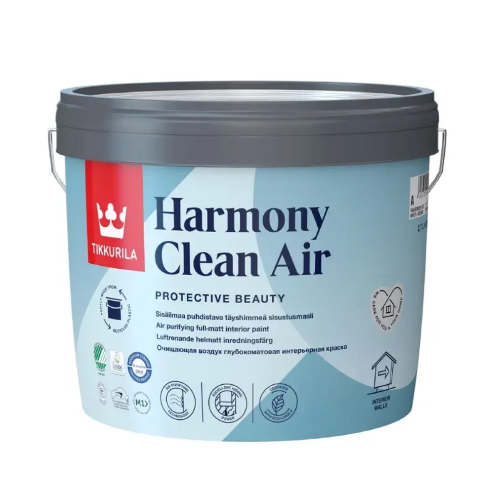 Tikkurila Harmony Clean Air Глубокоматовая интерьерная краска Технология очистки воздуха "База А" 0,9L