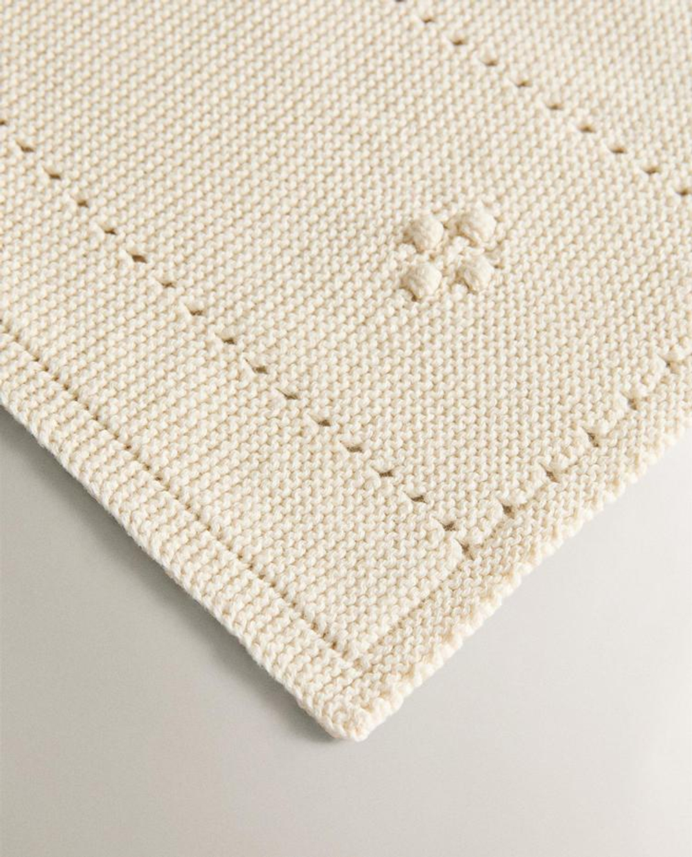 ZARA HOME ДЕТСКИЙ ВЯЗАНЫЙ ПЛЕД, ЭКРЮ