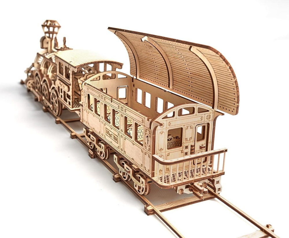 Механическая сборная модель Wood Trick Локомотив R17 с рельсами