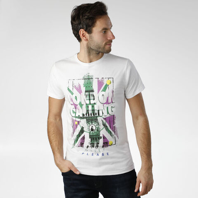 Мужское теннисное поло Quiet Please London Calling T-Shirt Men - White, Multicoloured