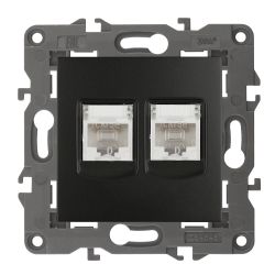 14-3108-05 ЭРА Розетка 2хRJ45, IP20, антрацит