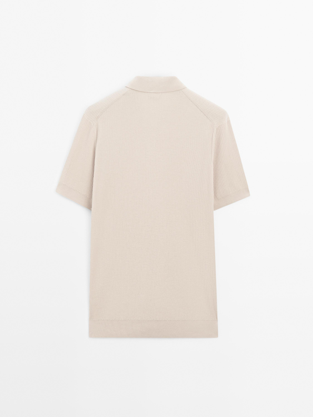 Massimo Dutti Футболка-поло в рубчик, светло-бежевый