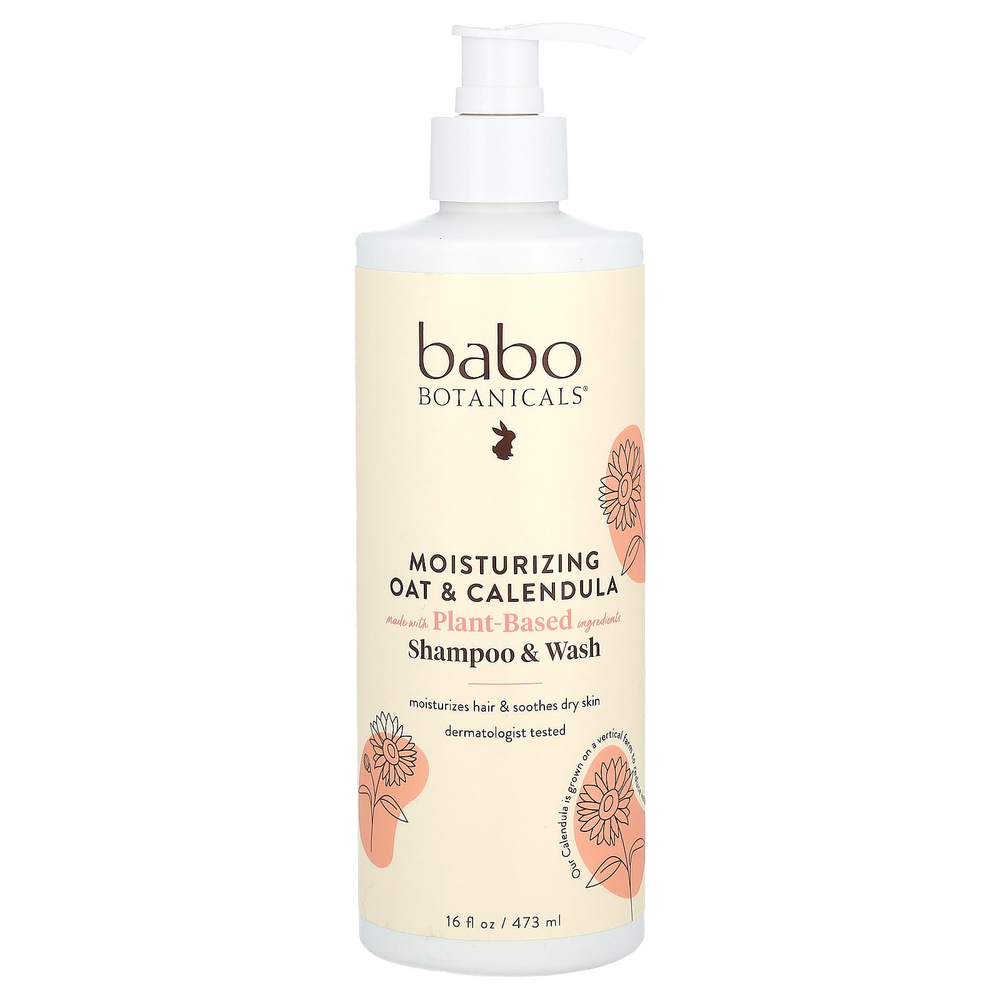 Babo Botanicals, увлажняющий шампунь и гель для душа, овес и календула, 473 мл (16 жидк. унций)