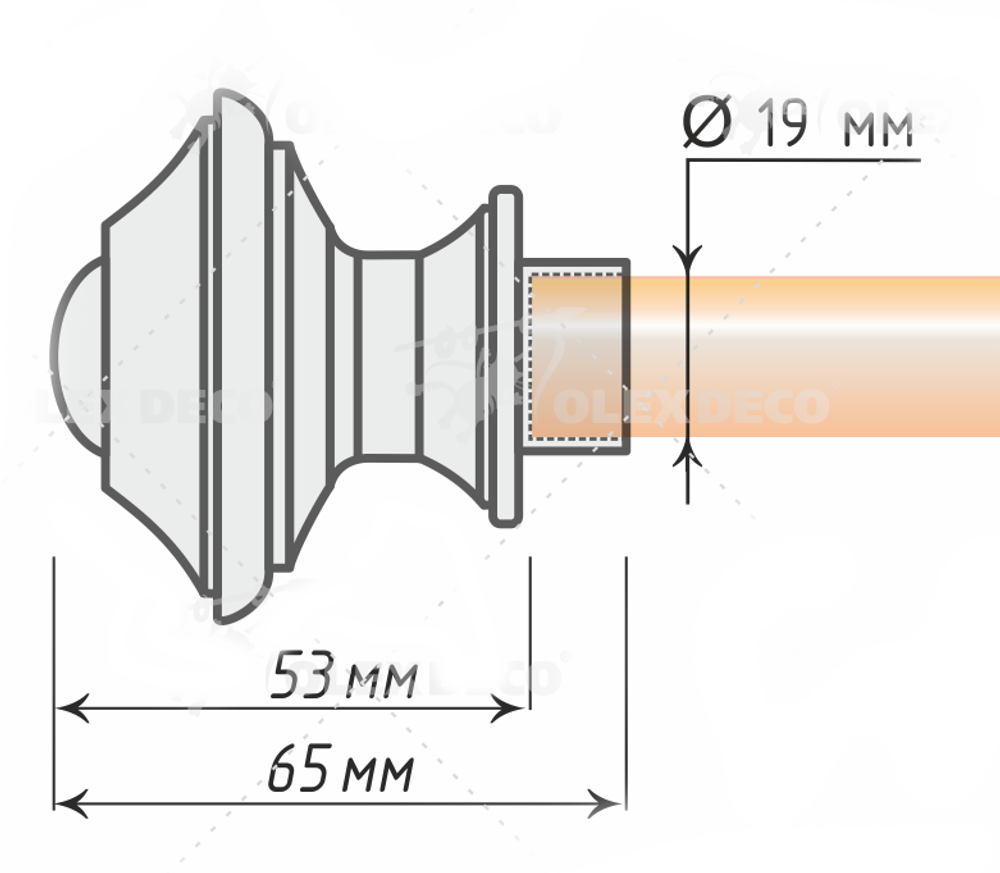 Наконечники металлические Верди d19 мм, цвет белое золото ампир