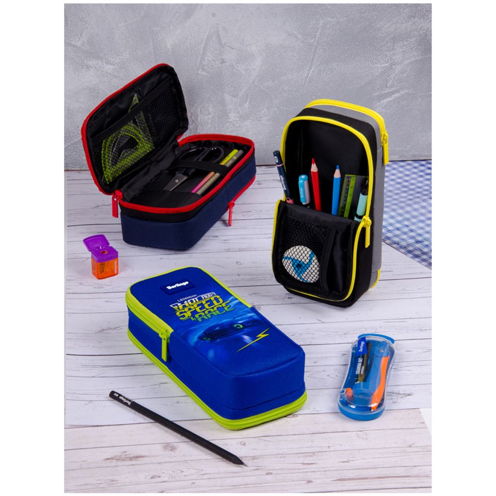 Пенал 2 отделения, 205*80*55 Berlingo "Hot rod", полиэстер, внутр. органайзер, магнит