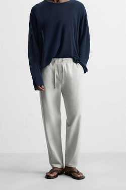 ZARA ДЖОГГЕРЫ RELAXED FIT С ЭЛАСТИЧНЫМ ПОЯСОМ, ЖЕМЧУЖНО-СЕРЫЙ