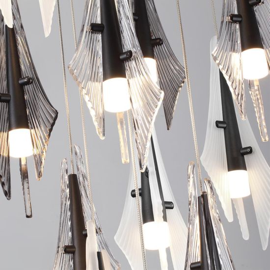 5442/69L L-VISION ODL_EX26 черный/бел.матовый/прозрачн./дымчатый/металл/стекло/акрил Люстра каскадная LED 69W (12*5.75W) 3000K 5490Лм AFALINA