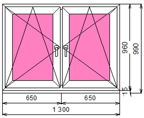 Пластиковое окно 960 х 1300 ТермА Эко