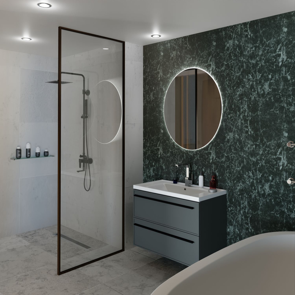 Тумба с раковиной La Fenice Elba Grigio Twin 100 см FNC-01-ELB-G-100-2 серо-зеленая матовая