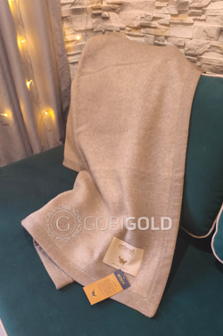 Одеяло тканое из 100% кашемира (ERDENET) 150x200 см. - бежевое (ЛЮКС)