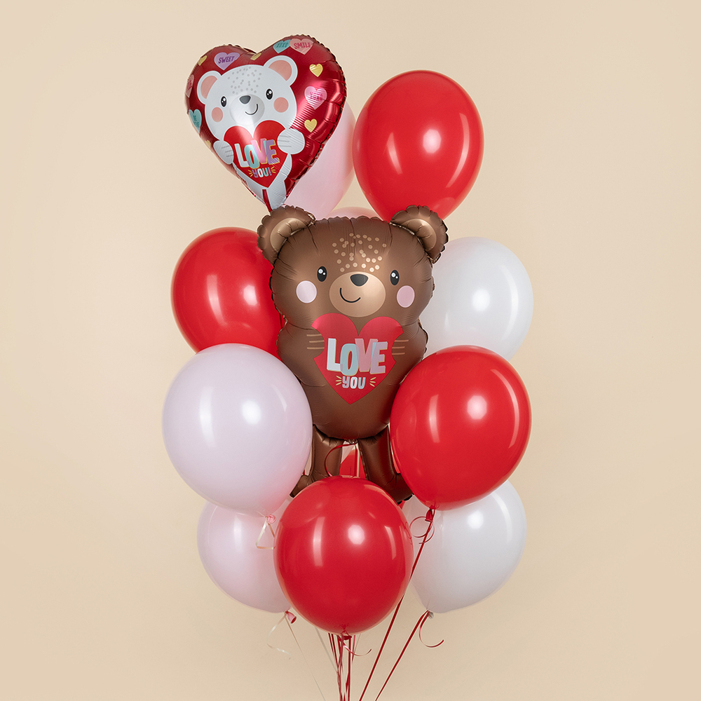 Фольгированный шар-сердце «Белый мишка. Love you» сатин, 46 см