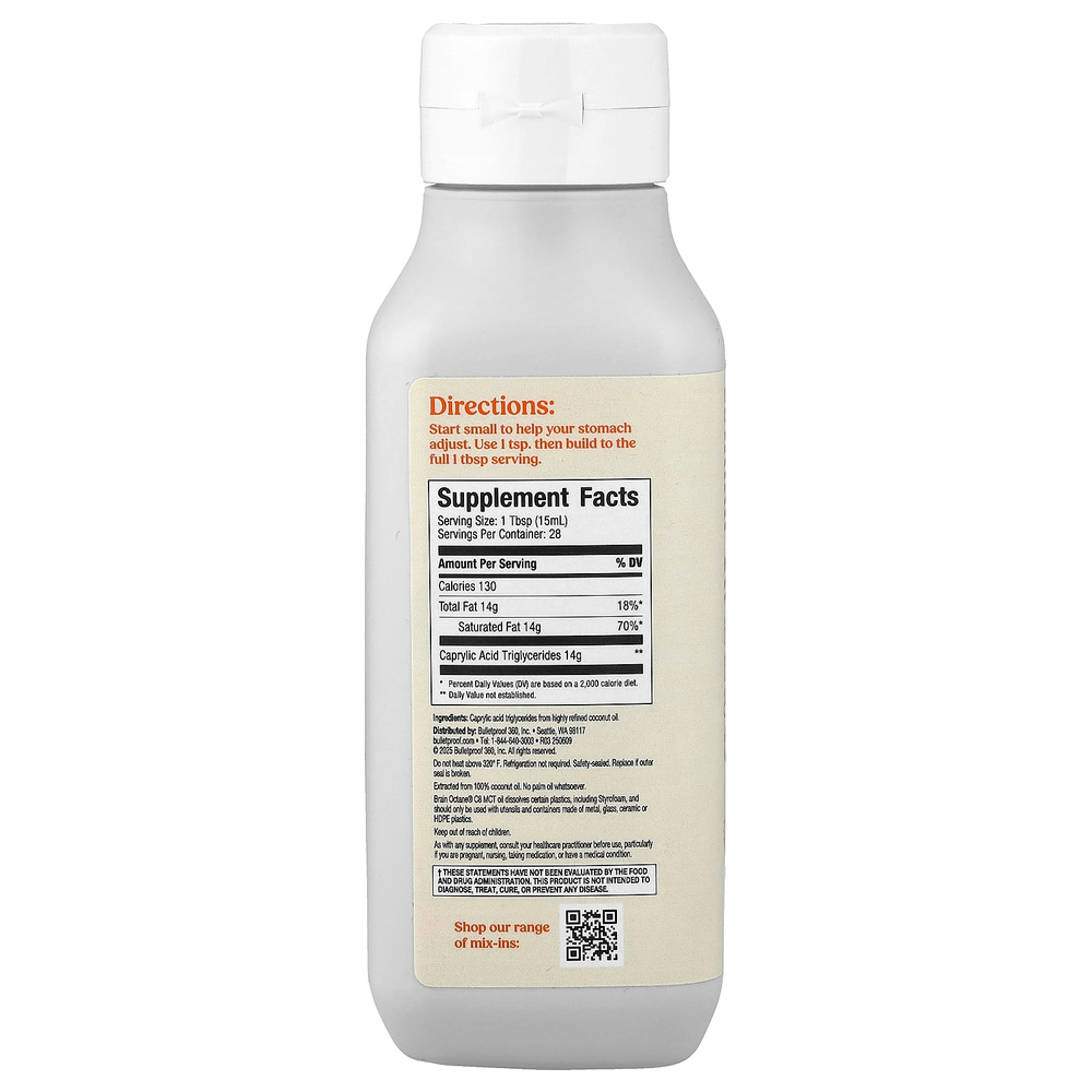 BulletProof, Brain Octane® MCT, масло, оригинальное, 414 мл (14 жидк. унций)