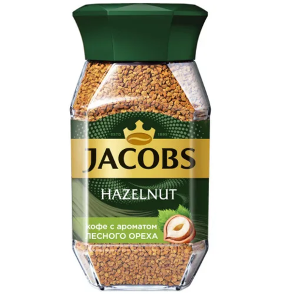 Кофе растворимый Jacobs Hazelnut с ароматом лесного ореха, стеклянная банка 95 г