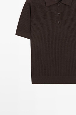 Massimo Dutti Ажурное поло из смесового хлопка, коричневый