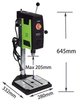 Станок сверлильный настольный BG-518801 для широкого спектра материалов 0-2500 об/мин, 800 Вт, плавная регулировка оборотов, трехкулачковый патрон, электрическая стационарная дрель