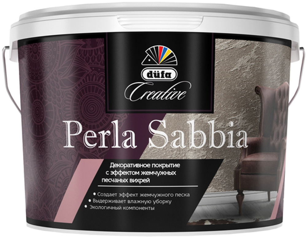 Покрытие декоративное Dufa Creative Perla Sabbia эффект жемчужных песчаных вихрей база ARGENTO LC-001