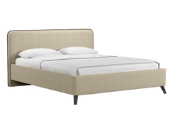 Миа кровать 180 Bravo light brown (бежево-коричневый) / кант Лайт 10 Велюр (коричневый)