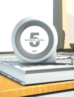 Рулетка "Home Series White" Deli H8105A 5м х 19мм (Эксклюзивный дизайн, клипса, ремешок, подарочная упаковка)