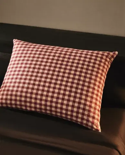 ZARA HOME НАВОЛОЧКА ДЛЯ ДЕКОРАТИВНОЙ ПОДУШКИ В КЛЕТКУ, КРАСНЫЙ