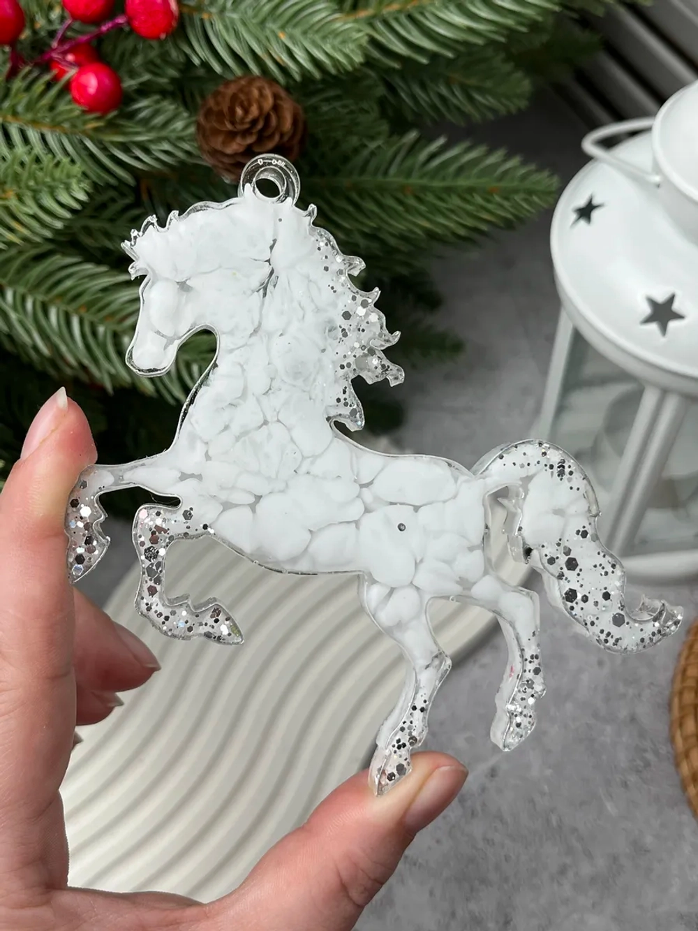 Новогодняя елочная игрушка Лошадь На Дыбах