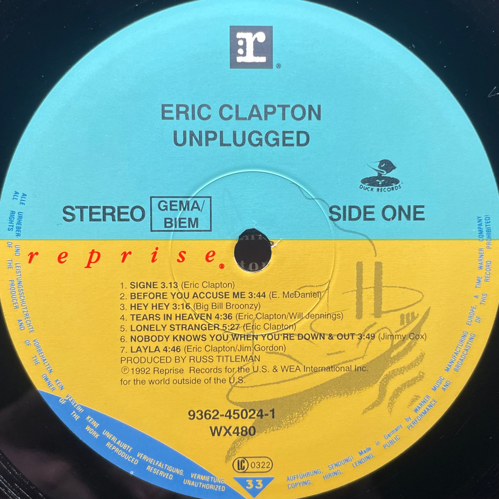 Eric Clapton ‎– Unplugged (Германия 1992г.)