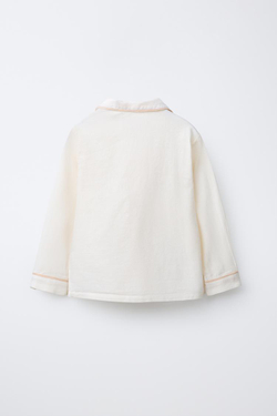 ZARA ПИЖАМА С КОНТРАСТНОЙ ОТДЕЛКОЙ, ЭКРЮ