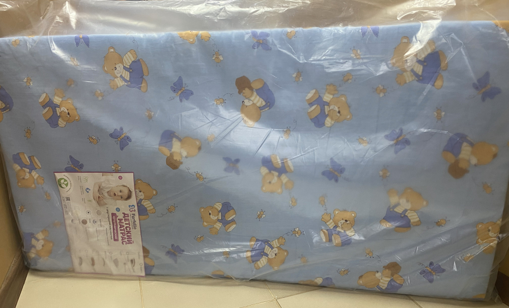 Матрас в детскую кроватку ортопедический с двусторонней жесткостью из форплита, чехол съемный из бязи, размер 120/60/11см, цвета в ассортименте